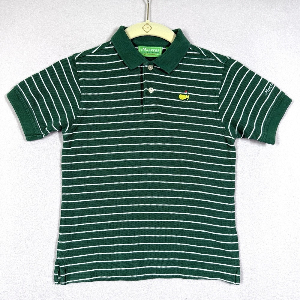 Masters Tournament Collection Polo Shirt Kids 4T Green Stripe Pique Augusta